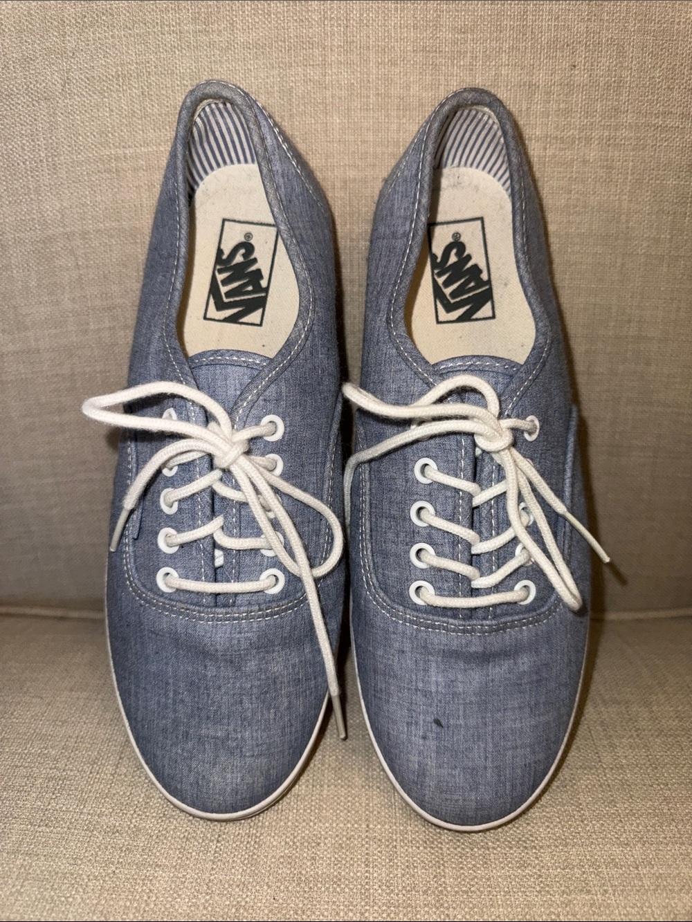 Vans Chambray Lace-Up Sneakers in Light Blue